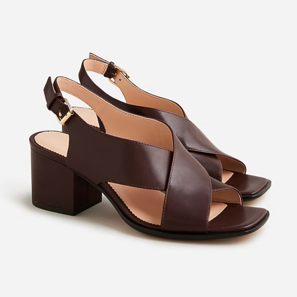 New! J.Crew Dylan Crisscross Block-Heel Sandals, Color: Ganache Sz: 6.5